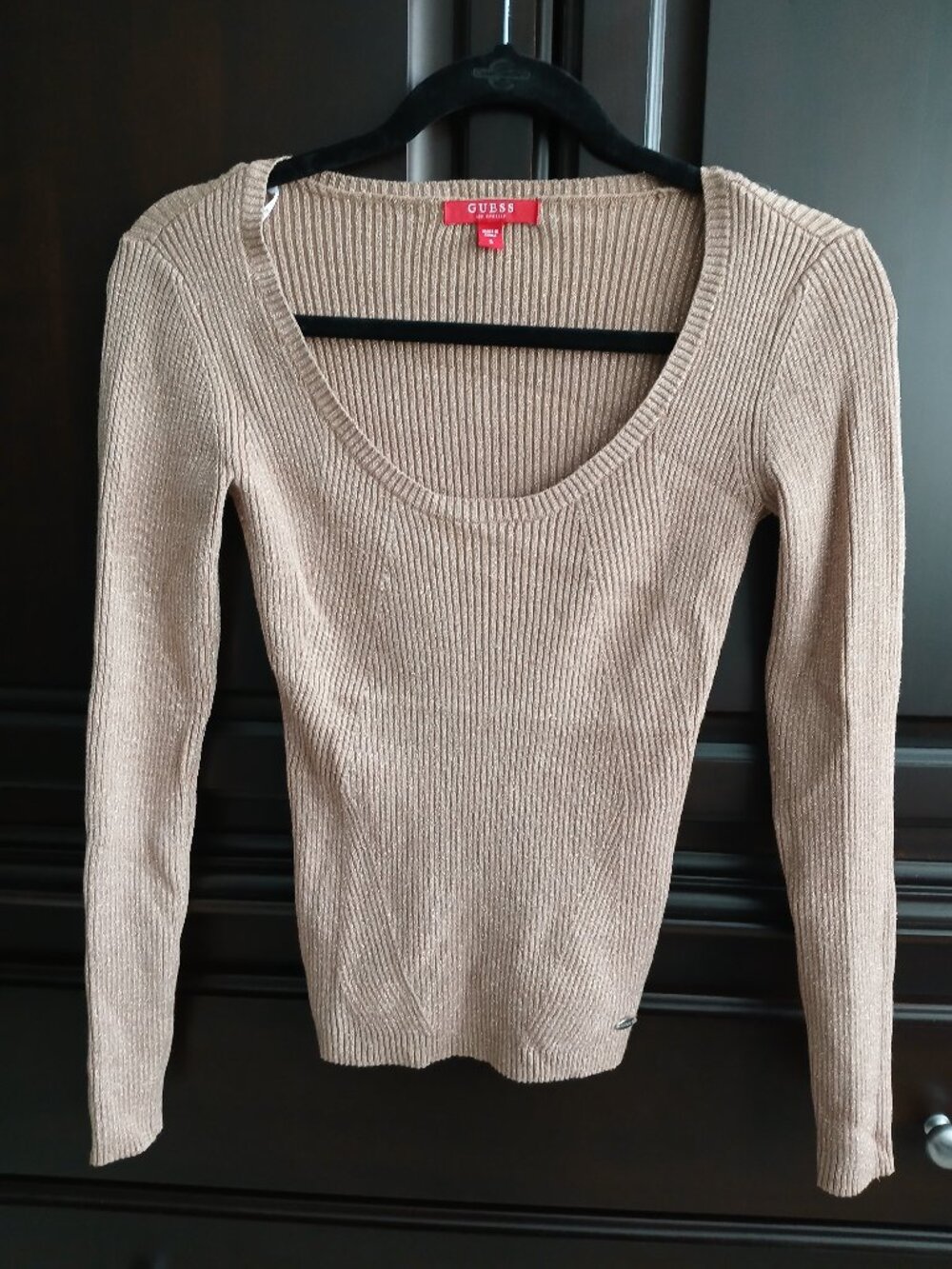 Size S Guess Shimmery Gold Sweater - Picture 1 of 4